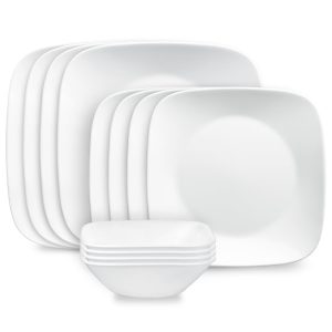Corelle® Square Pure White 12-piece Dinnerware Set. Service for 4
